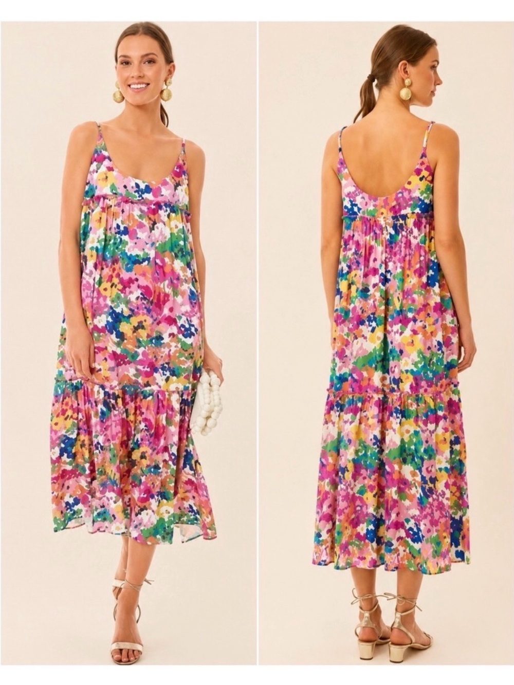Tuckernuck Pink Floral Meade Midi Dress